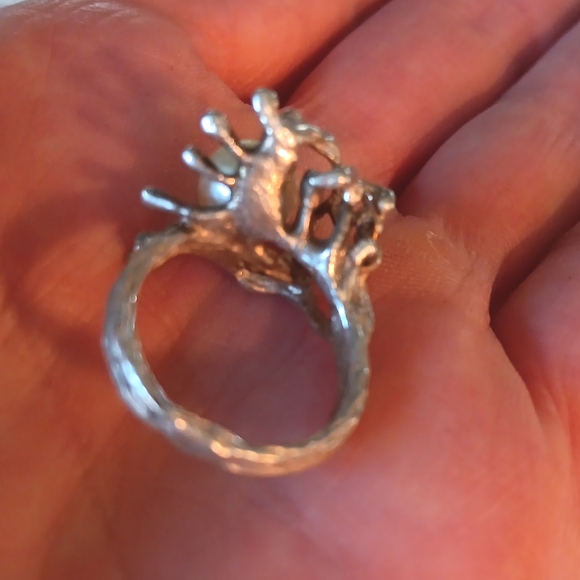 VTG STERLING PEARL ARTISAN MADE RING - Picture 6 of 8